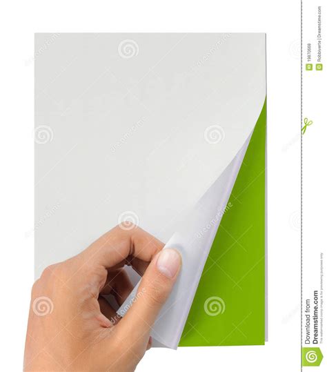 Hand turn page of magazine stock photo. Image of note - 19870668