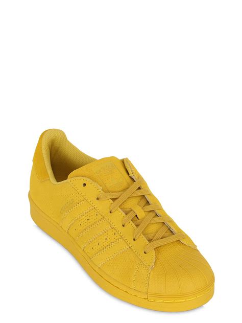 Adidas Originals Superstar Adicolor Suede Sneakers In Yellow Lyst