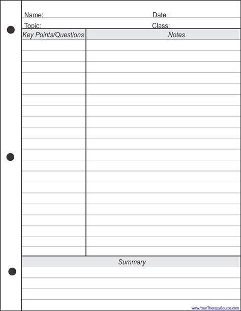 Cornell Note Taking Templates Organized Effective Note Taking Your