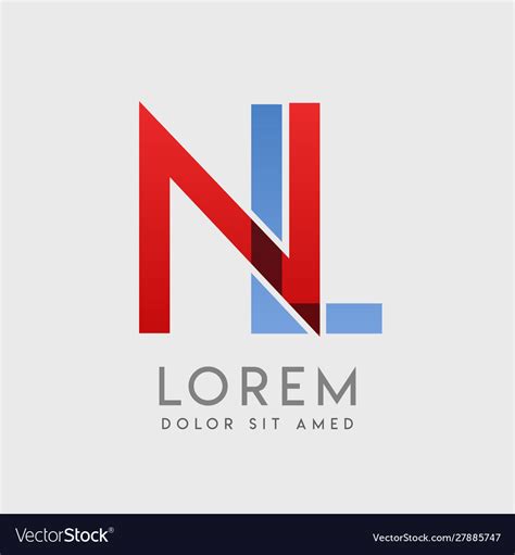 Nl Logo Letters With Blue And Red Gradation Vector Image