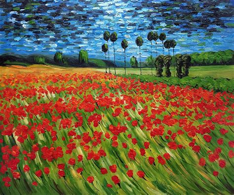 Van Gogh Field Of Poppies Oil Painting Portrait Painting Photos