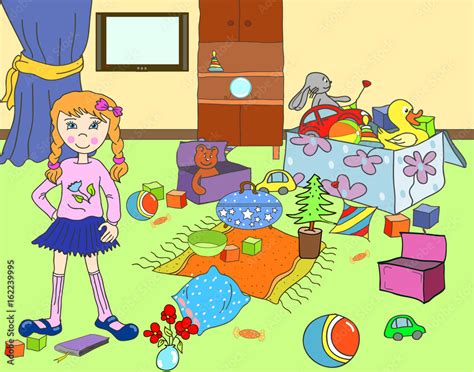 Illustration For Children Cartoon Clutter In The Childrens Room