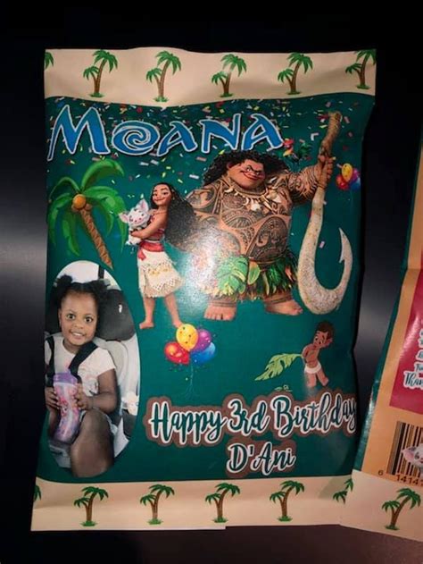 Moana Inspired Chip Bag Moana Party Favors Moana Birthday Etsy