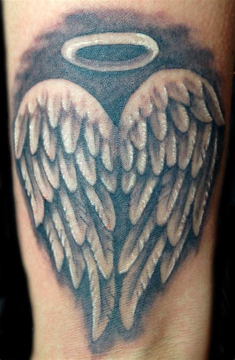 Memorial Angel Wings In Heart Shape Custom Tattooing By