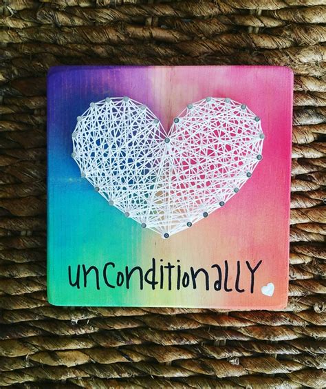 Love Unconditionally String Art Sign Rainbow Heart String Etsy
