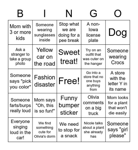 Girl S Weekend Bingo Card