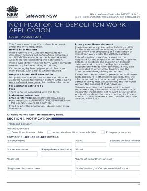 Fillable Online Notification Of Demolition Workapplication Fax Email
