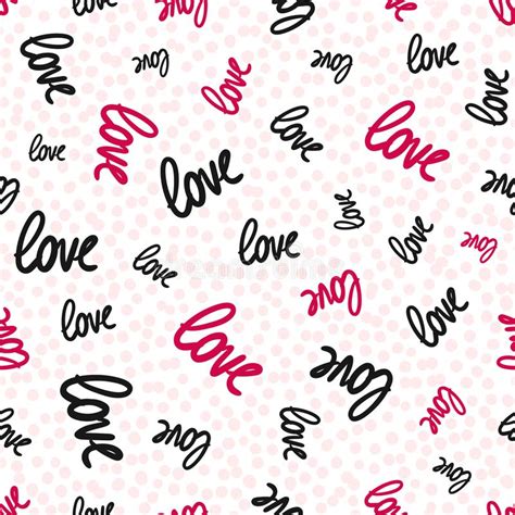 Love Words Vector Seamless Pattern Cute Romantic Valentines Day