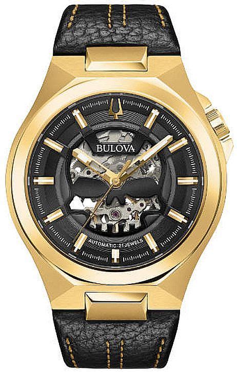 Men S Bulova Maquina Automatic Gold Tone Skeleton Dial Watch A