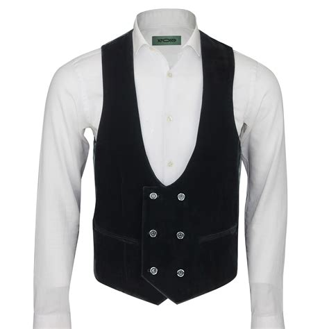 Men S Vintage Velvet Double Breasted Tux Suit Waistcoat Low U Cut Slim