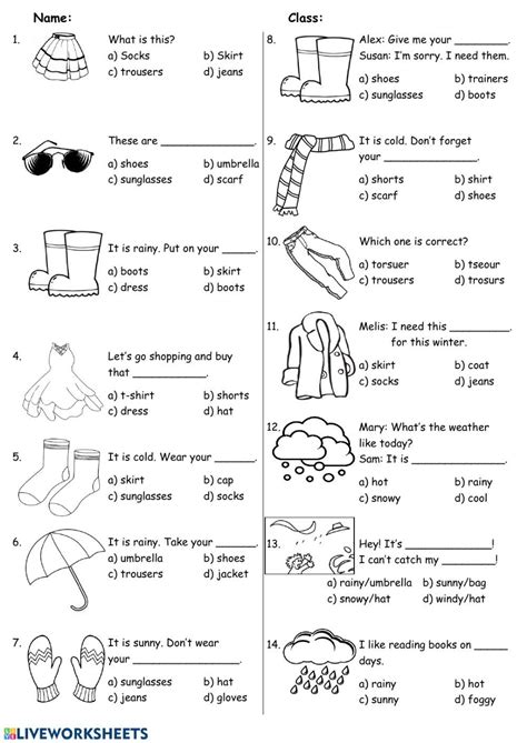 Weather And Clothes Interactive And Downloadable Worksheet You Can Do