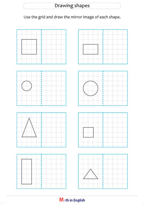 Copy The Mirror Image Of These Basic Shapes Printable Grade 1 Math