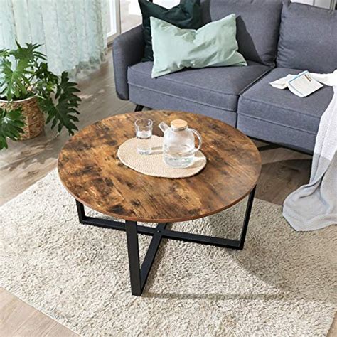 Vasagle alinru round coffee table, industrial style cocktail table, durable metal frame, easy to assemble, for living room, rustic brown ulct88x. VASAGLE ALINRU Round Coffee Table, Industrial Style ...