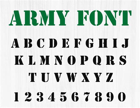 Stencil Font Svg Military Font Svg Army Ttf Svg Dxf Png Eps Pdf