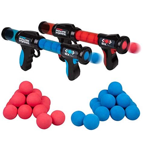 Atomic Power Popper Red And Blue Battle Set Two Rapid Fire Foam Ball Blasters With 32 Foam