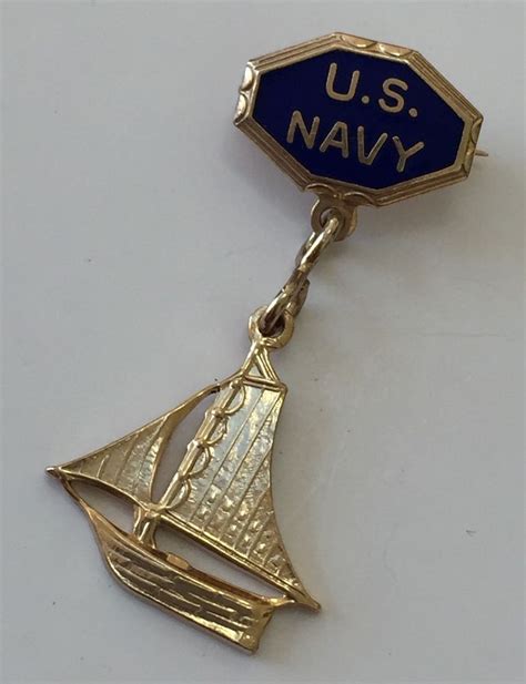 Vintage Wwii Enamel Sweetheart Lapel Pin Us Navy Usn Patriotic