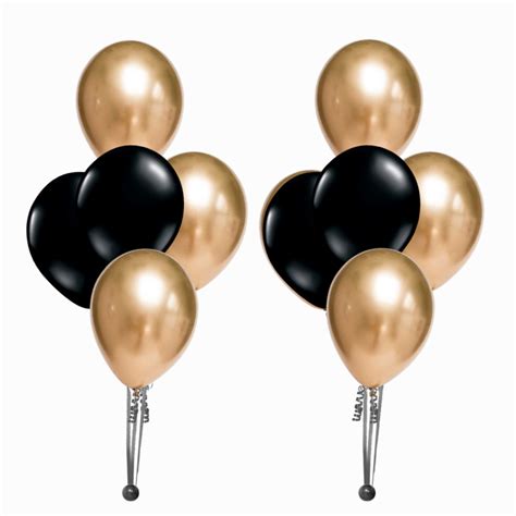 Double 5 Piece Black Gold Helium Balloon Bouquet Skyinflate