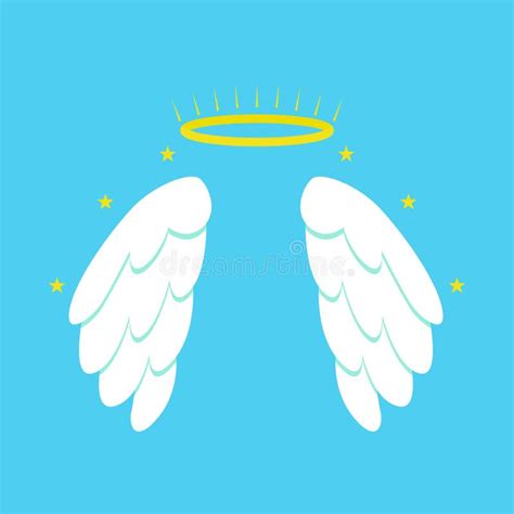 Cartoon Angel Wings On A Blue Background Vector Stock Vector