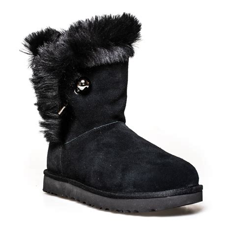 Ugg Classic Fluff Pin Black Boots Womens Mycozyboots
