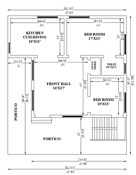 2 Bhk Residence Plan Stated In This Auto Cad Drawing File Download