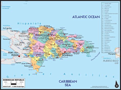 Dominican Republic Political Wall Map