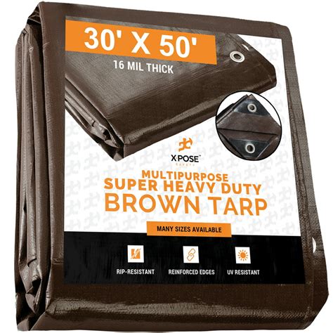 30 X 50 Super Heavy Duty 16 Mil Brown Poly Tarp Cover Thick