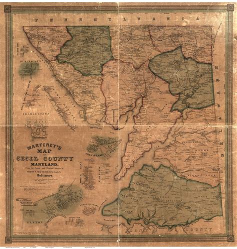 1858 Cecil Co MD Wall Map