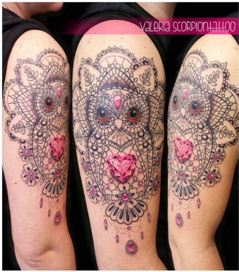 Owl Tattoo In 2020 Lace Sleeve Tattoos Feminine Tattoo Sleeves