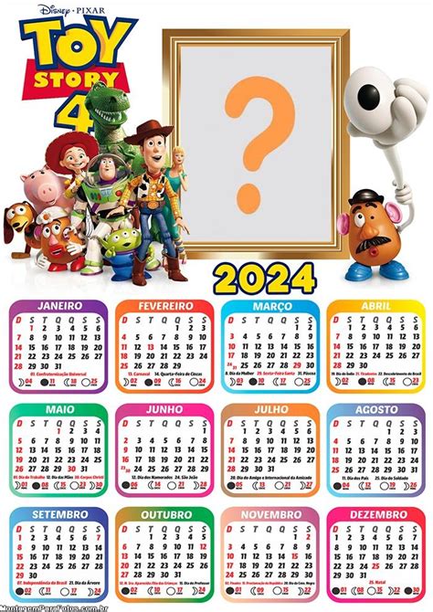 Calendário 2024 Editar Grátis Toy Story 4 Personagens Colagem De Foto