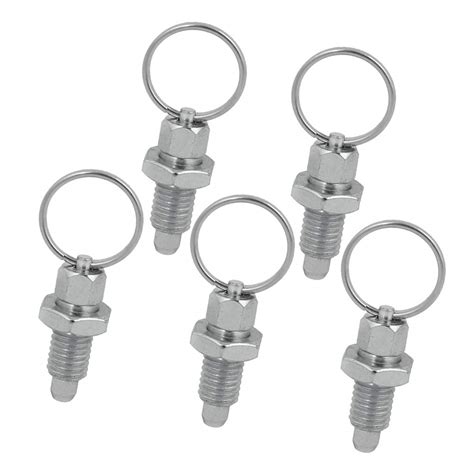 Sdenshi 5x Index Plunger Ring Pull Nut Spring Loaded Retracted Pin M12 8 Stainless Steel