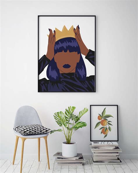 Queen Riri Art Instant Download Black Woman Wall Art Black Etsy