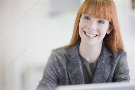 Businesswoman Smiling In Office Stock Image F0043373 Science