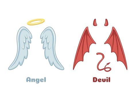 ángeles Y Demonios Alas Dibujos Animados Mal Demonio Cuernos Y Bueno