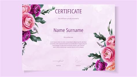 Premium Vector Floral Certificate Template Delicate Romantic Flowers