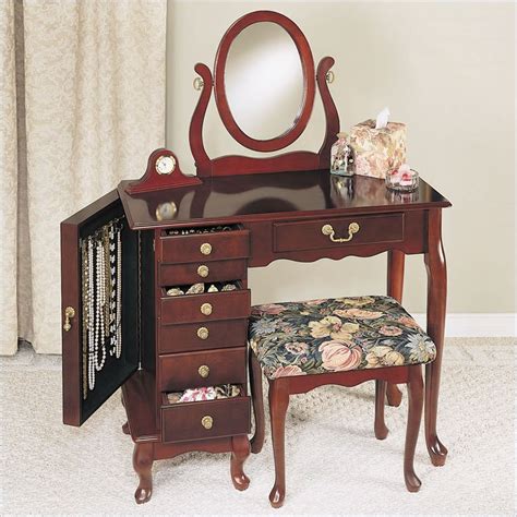 Set includes vanity table, mirror and stool, 3 storage drawers. Maintenance