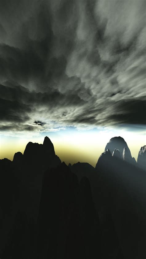 Download 720x1280 Wallpaper Storm Dark Clouds Mountains Dawn