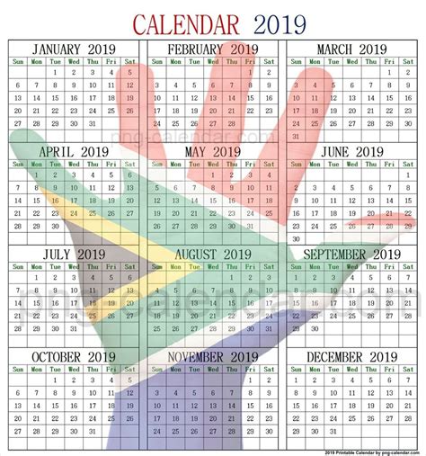 South Africa 2019 Calendar With Public Holidays | Calendar, 2019 calendar, Yearly calendar