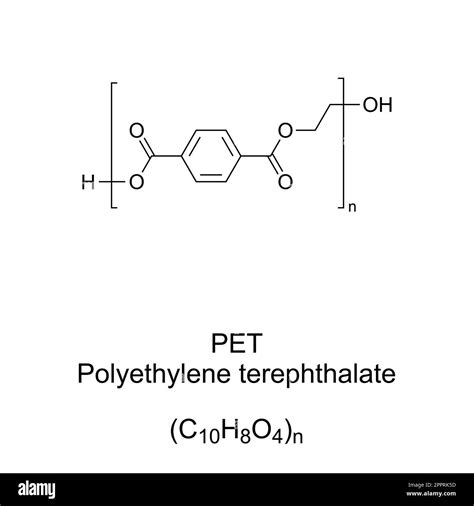 Pet Polyethylene Terephthalate Chemical Formula And Structure Stock