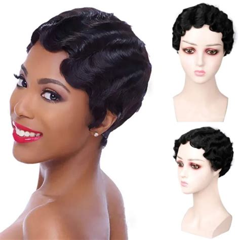 Short Finger Wave Wig Afro Kinky Curly Wigs Retro Cosplay Wigs Vintage