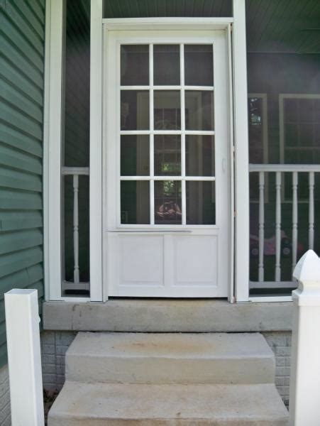 But what was once the province of the wealthy from sliding to hinged, folding to telescoping, it's likely that there's a patio door that will fit your home's aesthetic as well as your budget. Screened Porch Door...flimsy vinyl door, and needs door to swing into porch. - DoItYourself.com ...