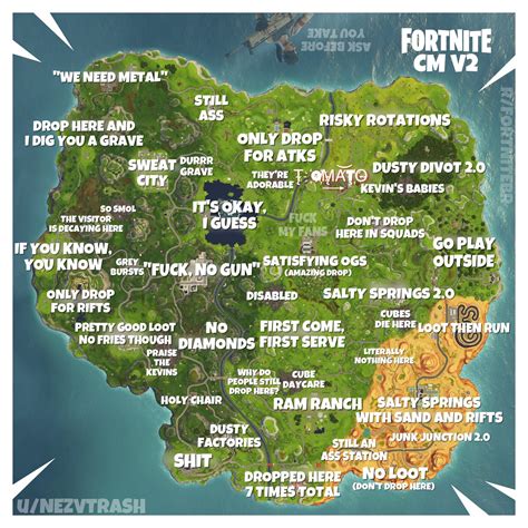 Battle royale , there are currently 16 different named locations that can be traversed that appear on the battle royale map. Controversial Map V2 - Your Season 6 locations with ...