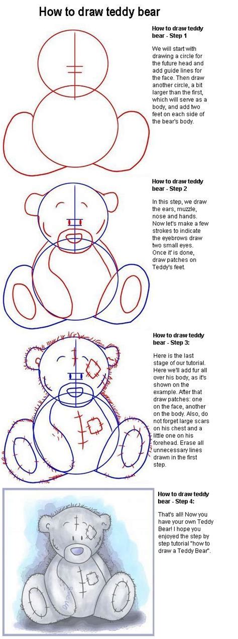 Teddy Bear Drawing Tutorial Bears And Dolls Pinterest