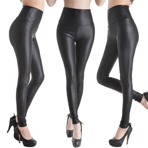 sexy women faux leather stretch high waist leggings pants tights 4 size 19 colors on luulla