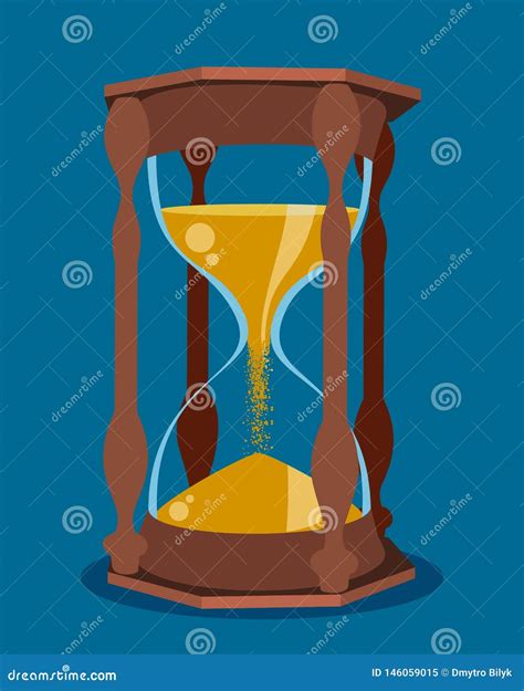 Beautiful Hourglass On Blue Background Stock Vector Illustration Of