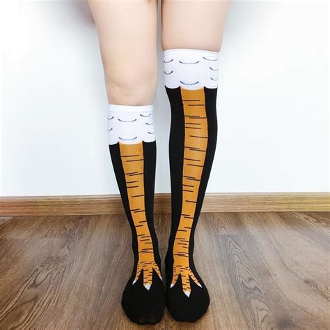 Funny Chicken Leg Feet Socks Knee High Unisex Chicken Humor Foot