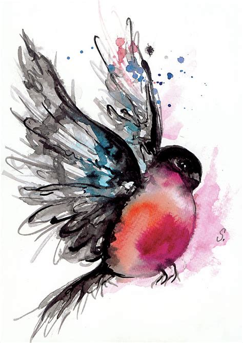 Flying Emotions Watercolor Bird Painting Painting By Stanila Ivanova