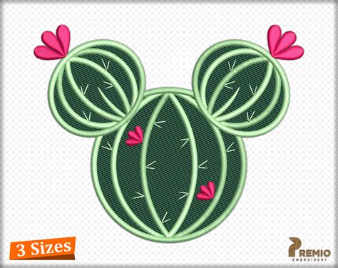Cactus Embroidery Design Disney Mickey Cactus Embroidery Etsy