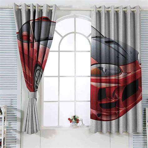 Cars Window Curtain For Living Room Customized Red Dragster