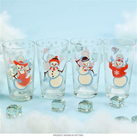Snowman Christmas Drinking Glasses Set Of 4 Christmas Drinking Glasses Christmas Drinking