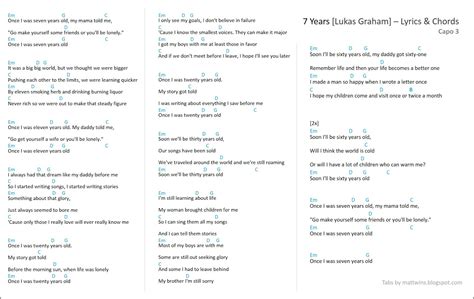 Mattwins 7 Years Lyrics And Guitar Chords Lukas Graham